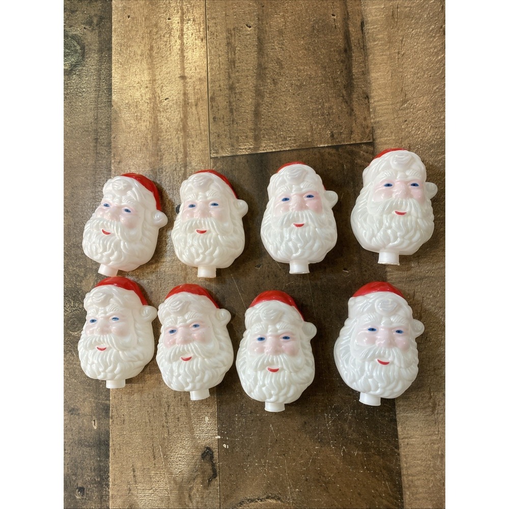 8 Blow‎ Mold Acrylic Santa Claus Face Head Light Covers 3 1/2" For Parts Only